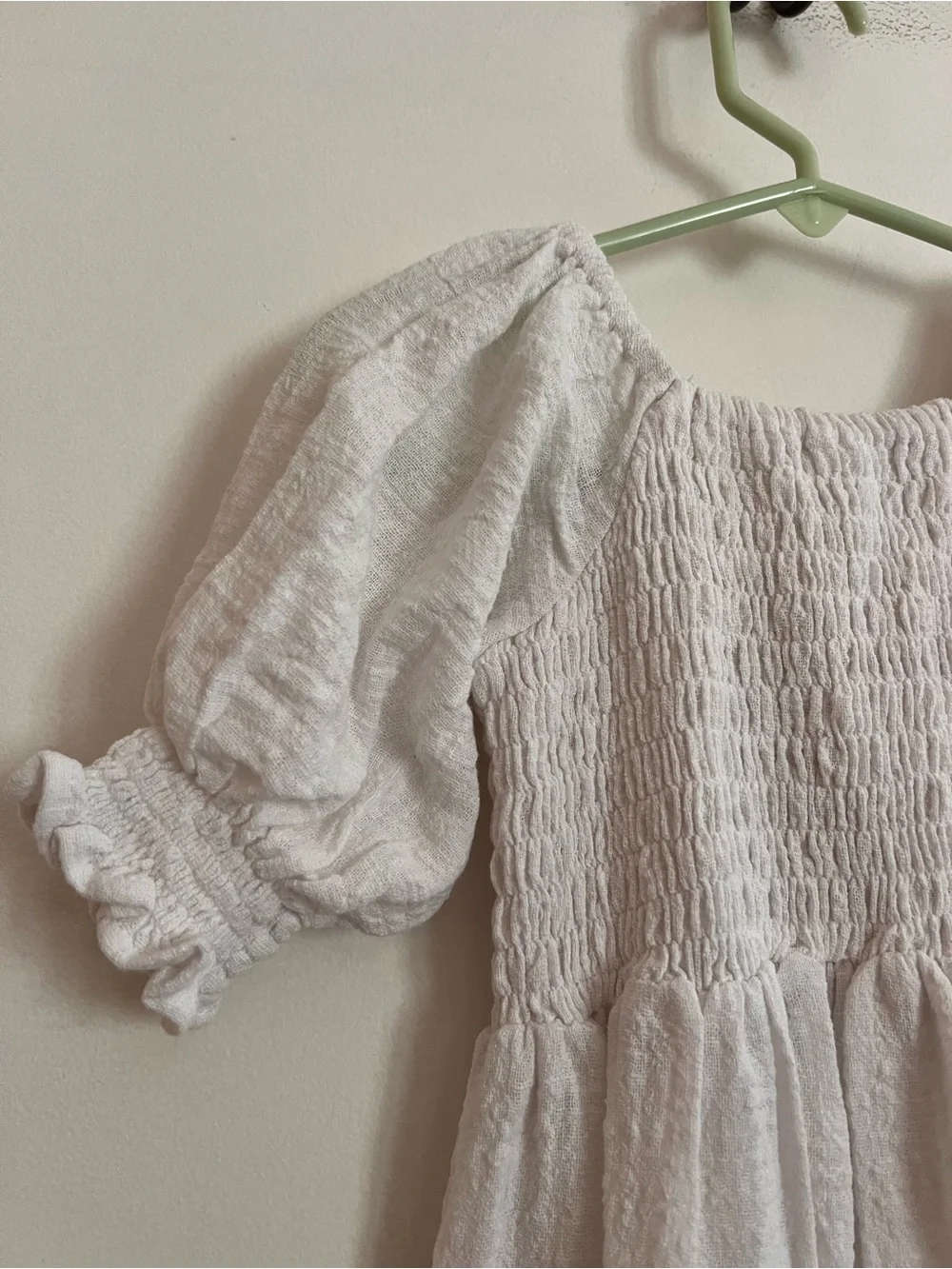 NEW Illoura the Label Smocked White Puff Sleeve Maxi Dress